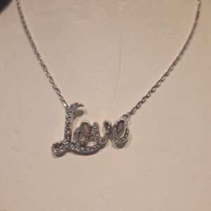 Brighton Silver Tone 'Love' Script Necklace with Crystal Accents